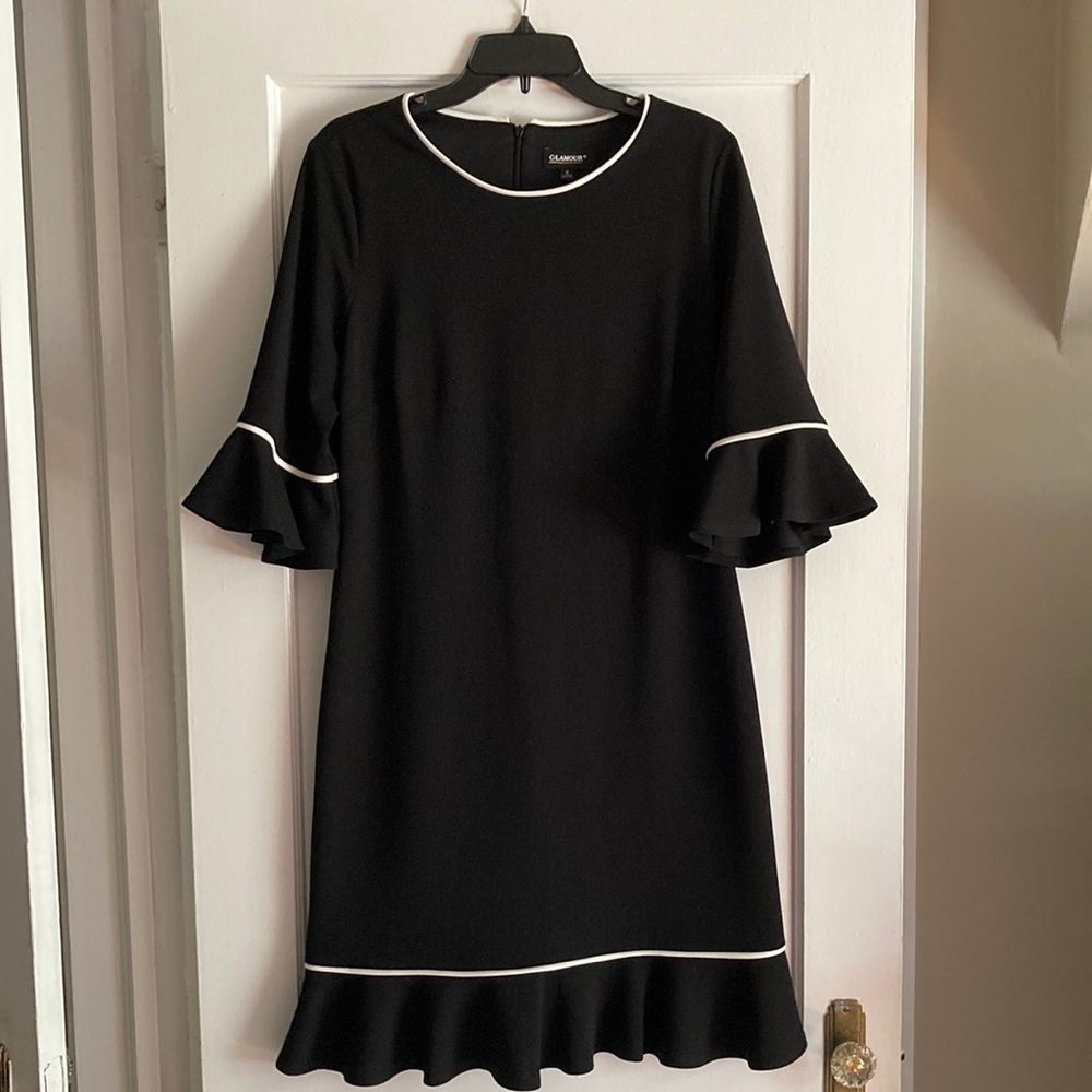 Glamour black with white trim shift dress